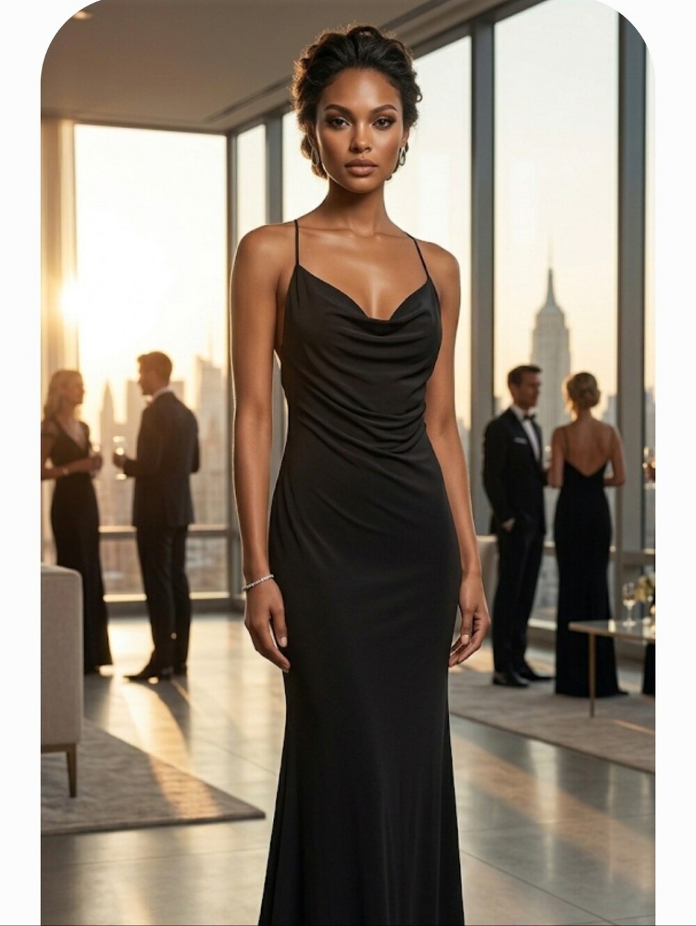 Vtg Frederick's of Hollywood Black Backless Maxi Dress with Crisscross Straps - Picture 13 of 13